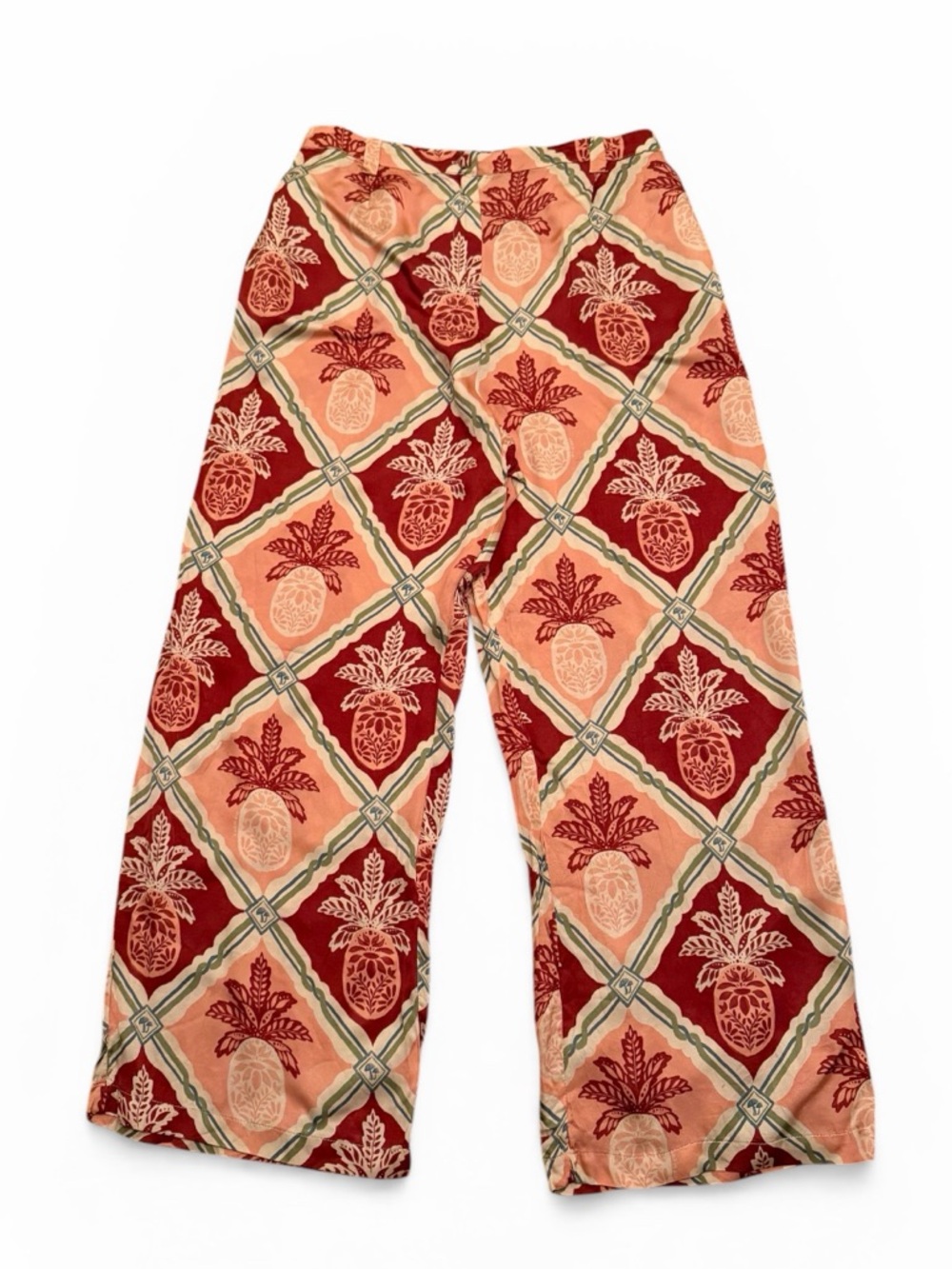 Farm Rio x Anthropologie Pineapple Satin Wide-Leg Pants Women’s L - Picture 2 of 15